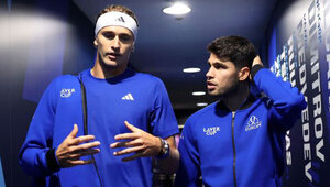 Alexander Zverev und Carlos Alcaraz beim Laver Cup in Berlin