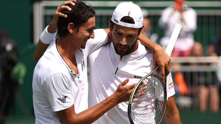 Lorenzo Sonego und Matteo Berrettini am Donnerstag in Wimbledon