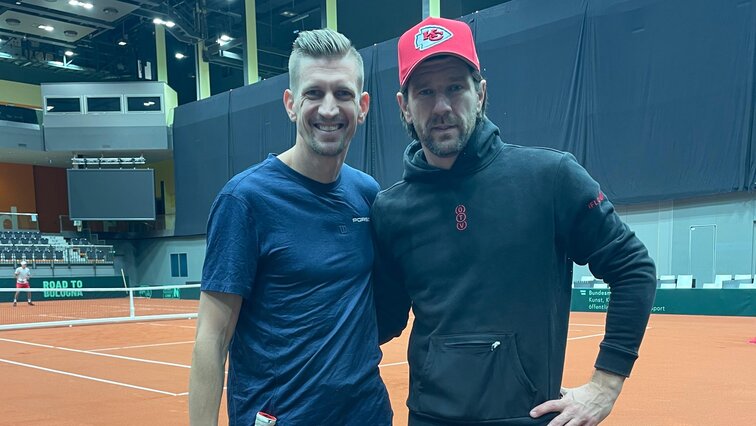 Jarkko Nieminen und Jürgen Melzer am Montag in Schwechat