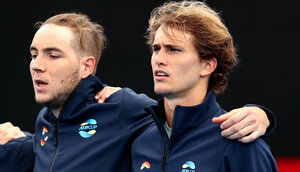 Jan-Lennard Struff und Alexander Zverev beim ATP Cup in Sydney