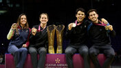 Die Sieger beim Padel-Masters in Barcelona: Paula Josemaria, Ariana Sanchez, Jon Sanz und Coki Nieto