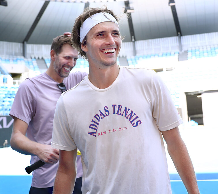 Alexander Zverev nach einer Trainingssession mit Basketball-Legende Dirk Nowitzki