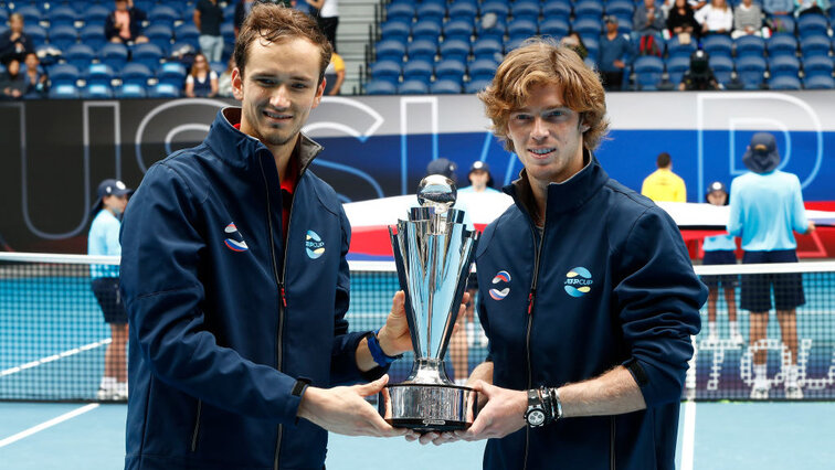 Daniil Medvedev and Andrey Rublev at the ATP Cup in early 2021