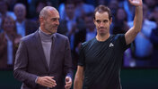 Richard Gasquet mit Cedric Pioline am Dienstagabend in Paris-Bercy