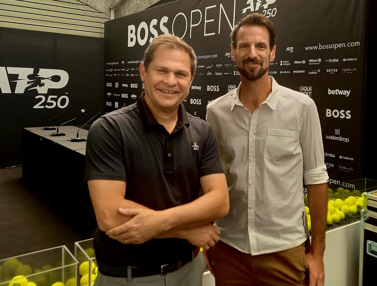 Servus-TV-Kollegen: Markus Theil mit Christopher "Kasi" Kas beim ATP-Turnier in Stuttgart