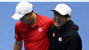 Kei Nishikori und Yoshihito Nishikori beim Davis Cup gegen Großbritannien