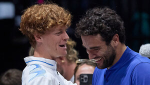 Jannik Sinner und Matteo Berrettini am Sonntag in Bologna