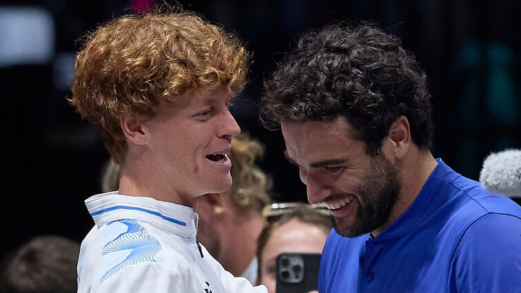 Jannik Sinner und Matteo Berrettini am Sonntag in Bologna