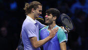 Alexander Zverev und Carlos Alcaraz am Freitag in Turin