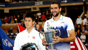 Kei Nishikori und Marin Cilic nach dem US Open Finale 2014