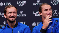 Daniil Medvedev und Alexander Zverev beim Laver Cup 2024 in Berlin