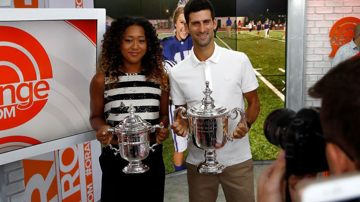 Naomi Osaka and Novak Djokovic after the US Open 2018