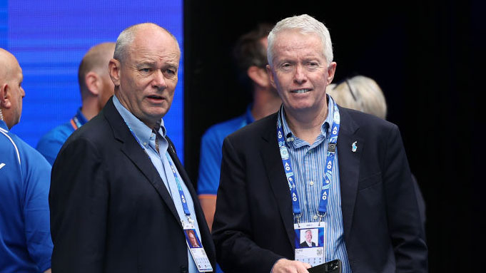 Oberschiedsrichter Wayne McEwen und Tennis-Australia-Chef Craig Tiley
