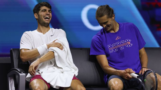 Carlos Alcaraz und Alexander Zverev beim Laver Cup vor ein paar Wochen