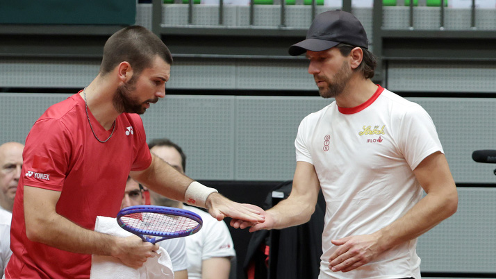 Jurij Rodionov und Jürgen Melzer am Freitag im Multiversum in Schwechat